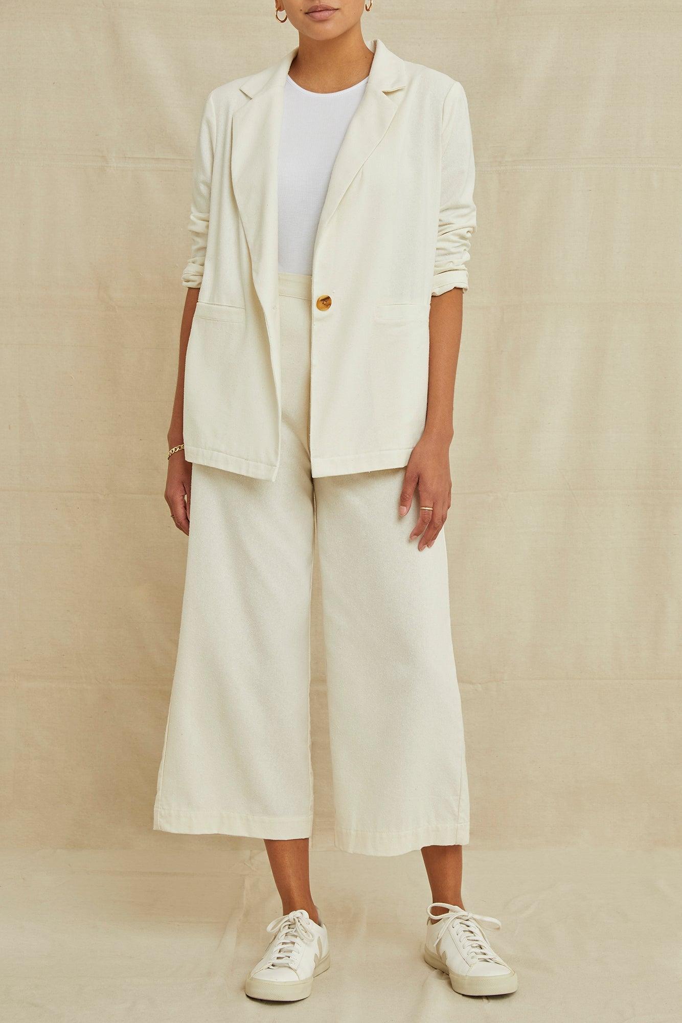 Sage Silk Noil Blazer - Ivory - ReAmour Product Image