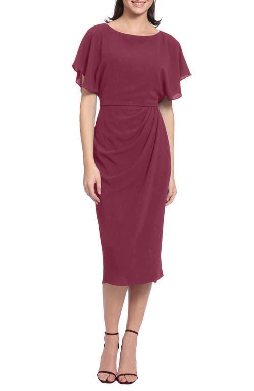 Maggy London Crew Neck Short Dolman Sleeve Faux Wrap Midi Sheath Dress Product Image