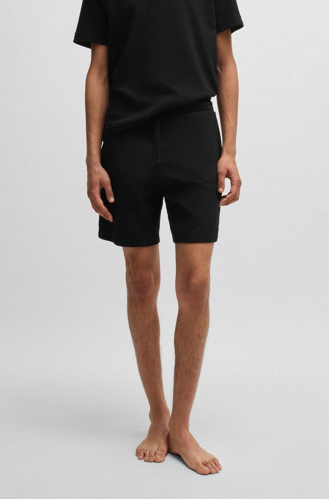 HUGO - Pajama shorts with embroidered logo - Black Product Image