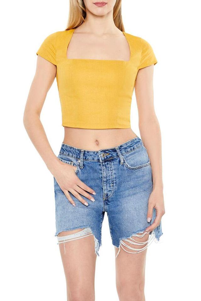 Linen-Blend Cutout Crop Top | Forever 21 Product Image