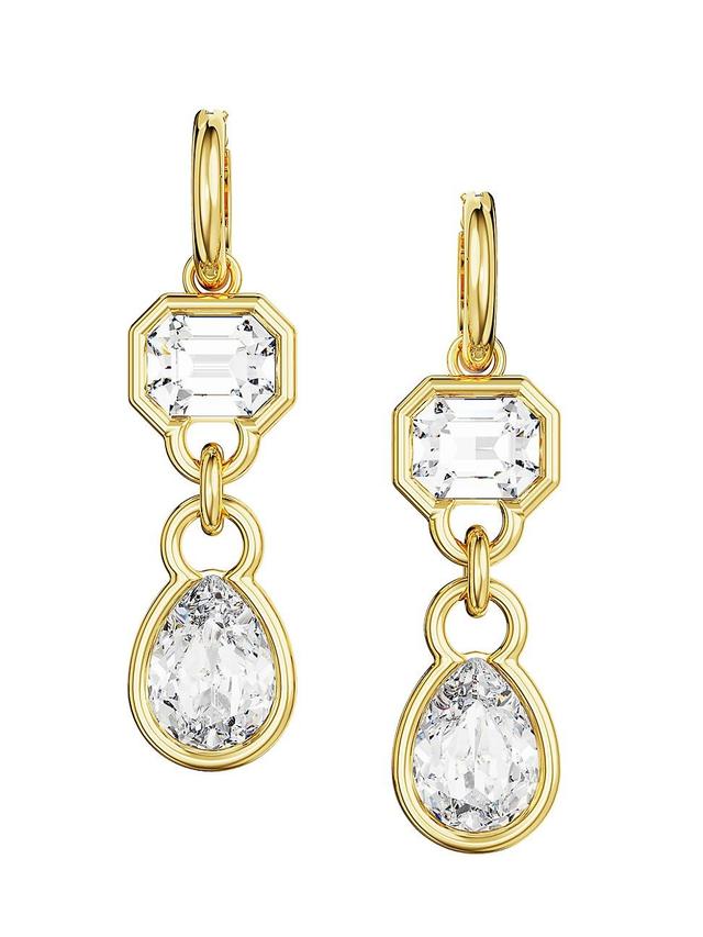 Swarovski Gold-Tone Mixed Crystal Double Charm Hoop Earrings Product Image