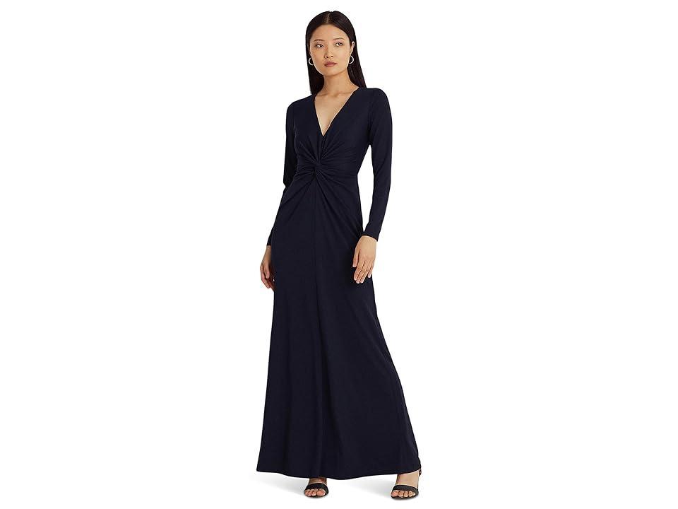 Lauren Ralph Lauren Twist-Front Stretch Jersey Gown (Lighthouse ) Women's Dress Product Image