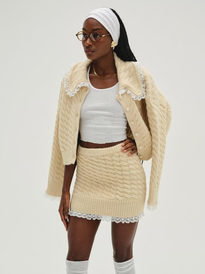 Milana Knit Mini Skirt — Ivory Product Image