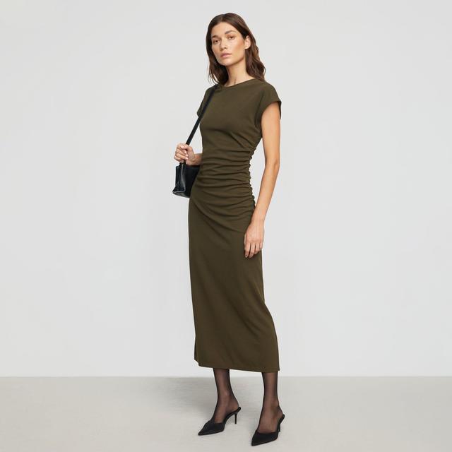 Vela Contrast-Stitch Ruched-Waist Dress Product Image