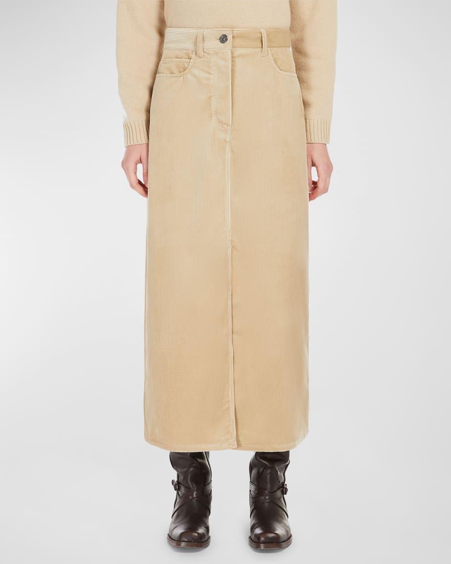 Ghiotto Straight Cotton Corduroy Midi Skirt Product Image