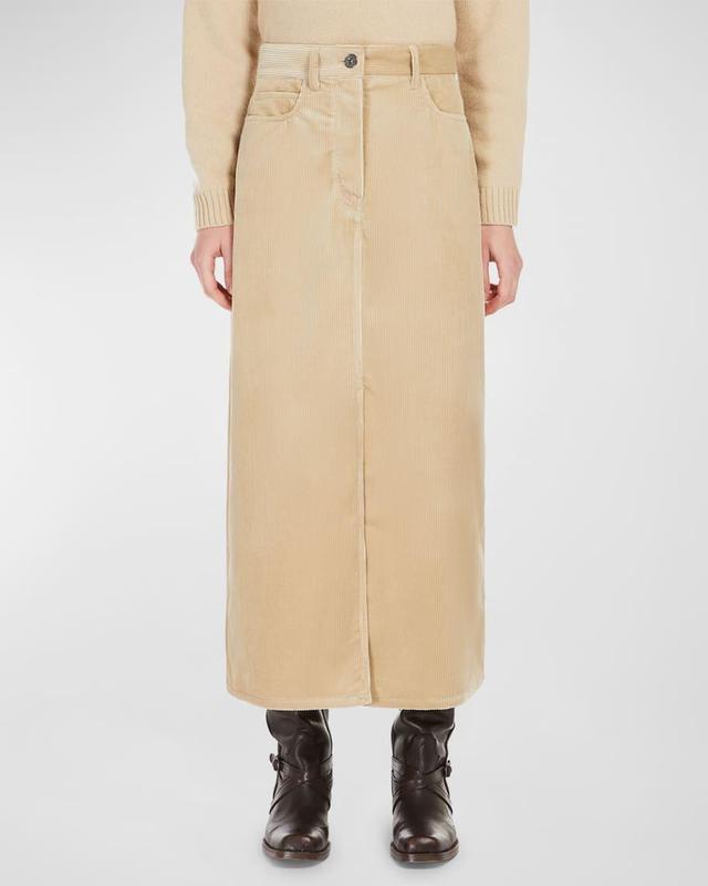 Ghiotto Straight Cotton Corduroy Midi Skirt Product Image