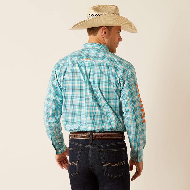 Ariat® Men's L/S Turquoise Plaid Pro Series Team Vincent Classic Fit Button Shirt Product Image