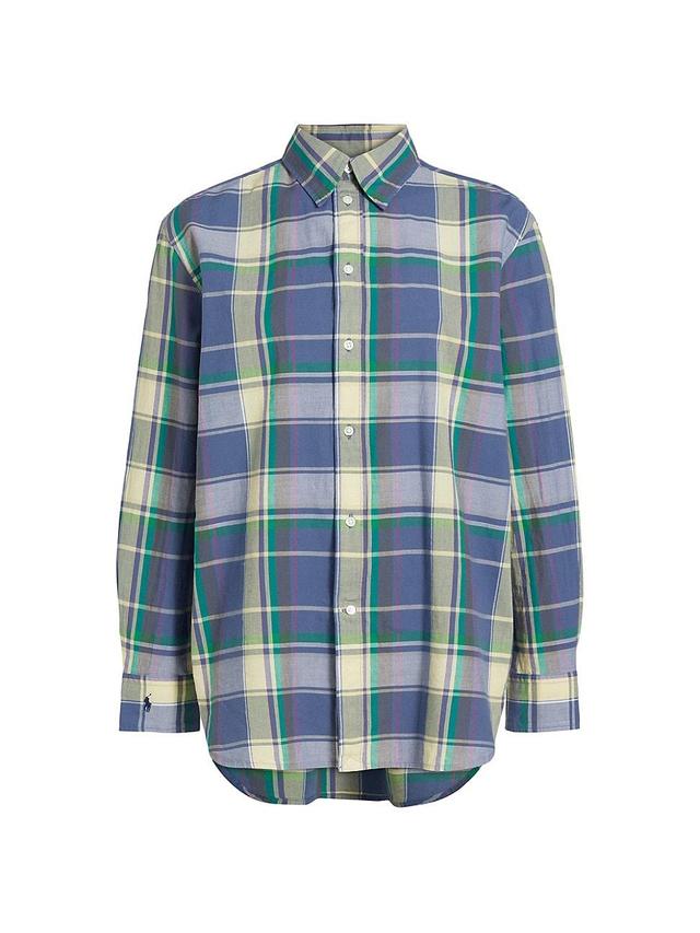 Womens Cotton Plaid Oversized Shirt Product Image