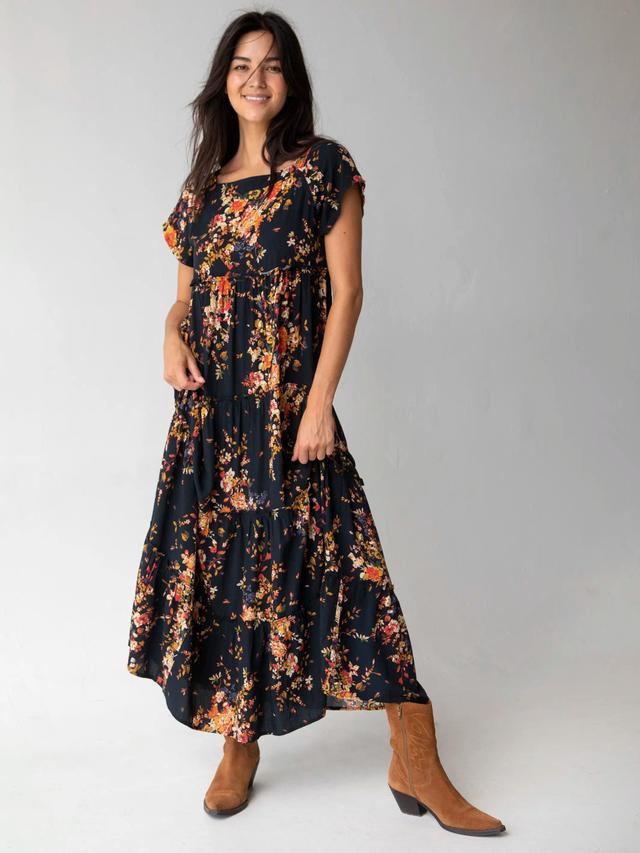 Berkley Maxi Dress - Navy Red Bouquets Product Image