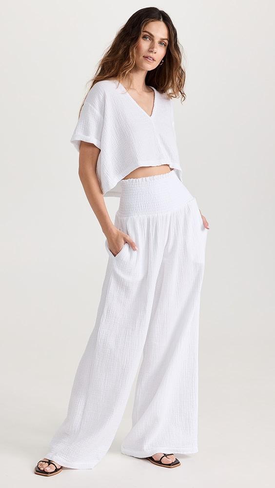 MONROW Gauze Smocked Flare Pants | Shopbop Product Image