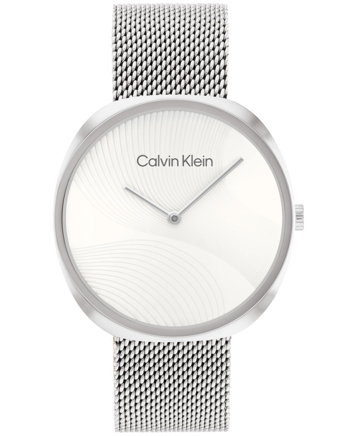 Calvin Klein Womens 2-Hand Silver-Tone Stainless Steel Mesh Bracelet Watch 36mm Womens Shoes Product Image