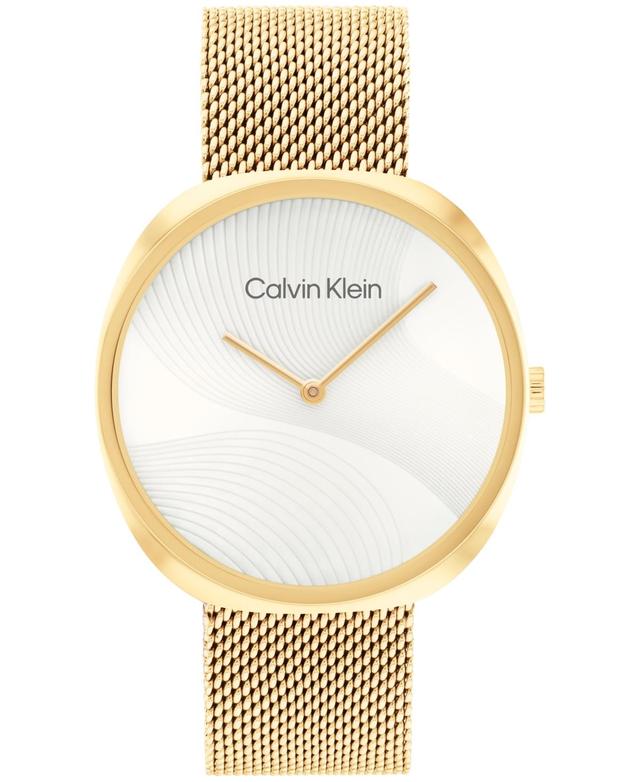 Calvin Klein Womens 2-Hand Gold-Tone Stainless Steel Mesh Bracelet Watch 36mm Womens Shoes Product Image