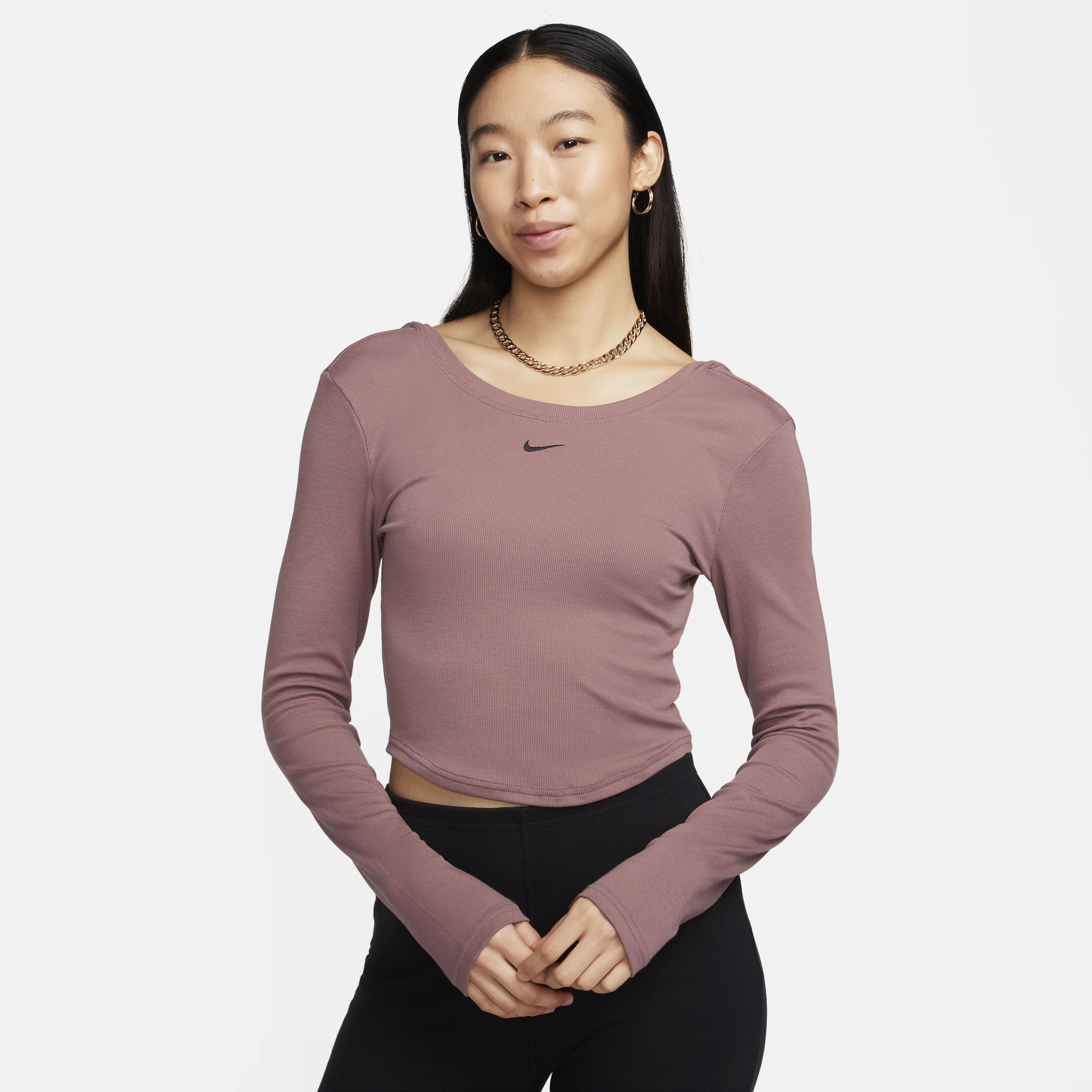 Women's Nike Sportswear Chill Knit Tight Scoop-Back Long-Sleeve Mini-Rib Top Product Image