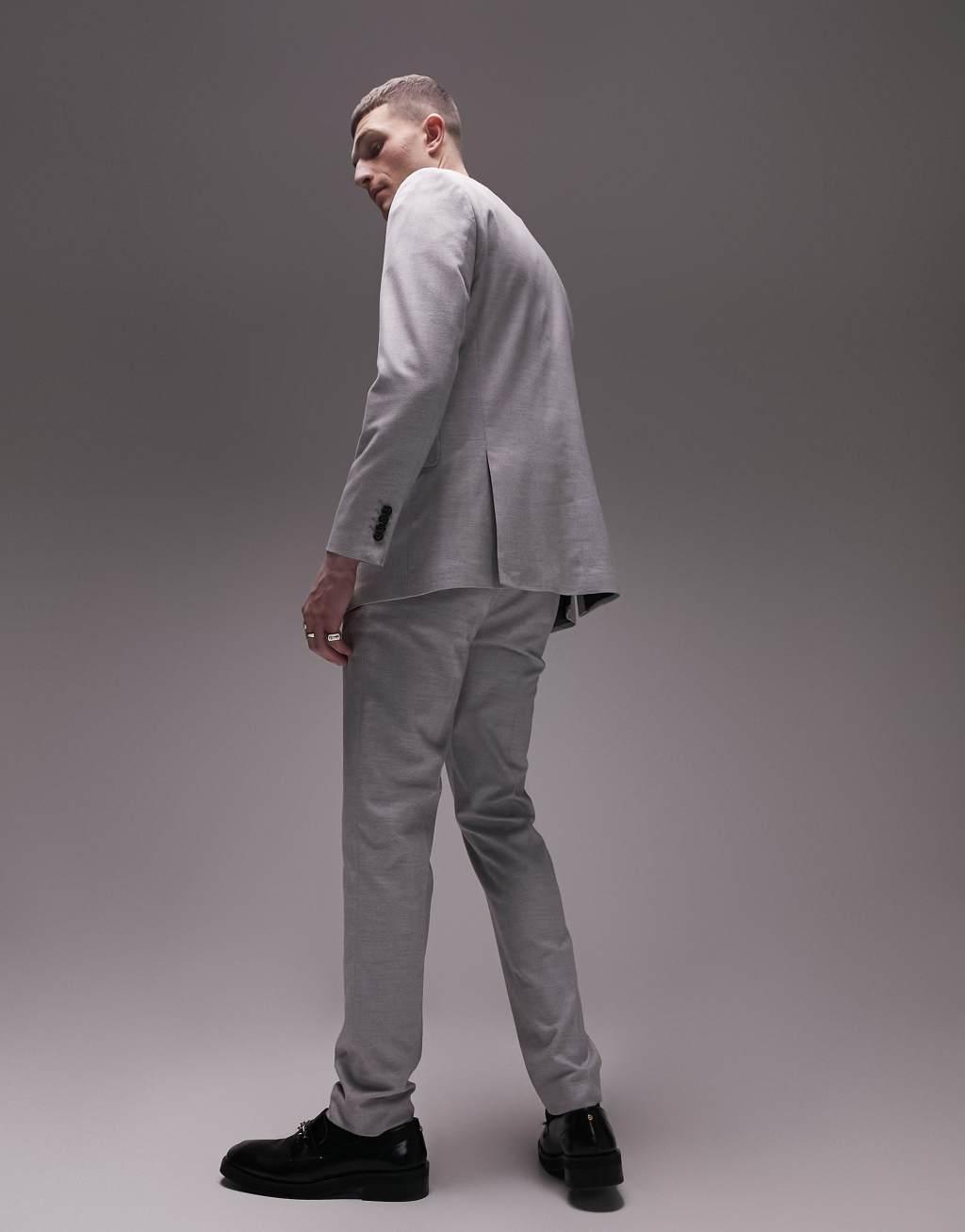 Topman skinny herringbone suit pants Product Image