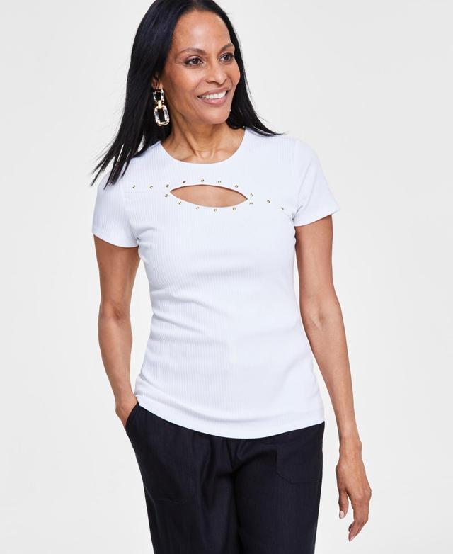 I.n.c. International Concepts Womens Fitted Cutout Top, Created for Macys Product Image