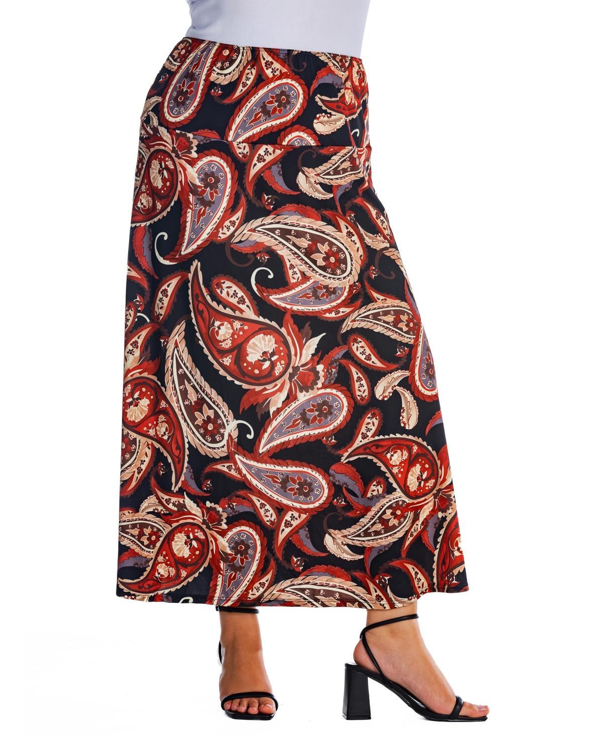 24seven Comfort Apparel Plus Size Paisley Maxi Skirt product image