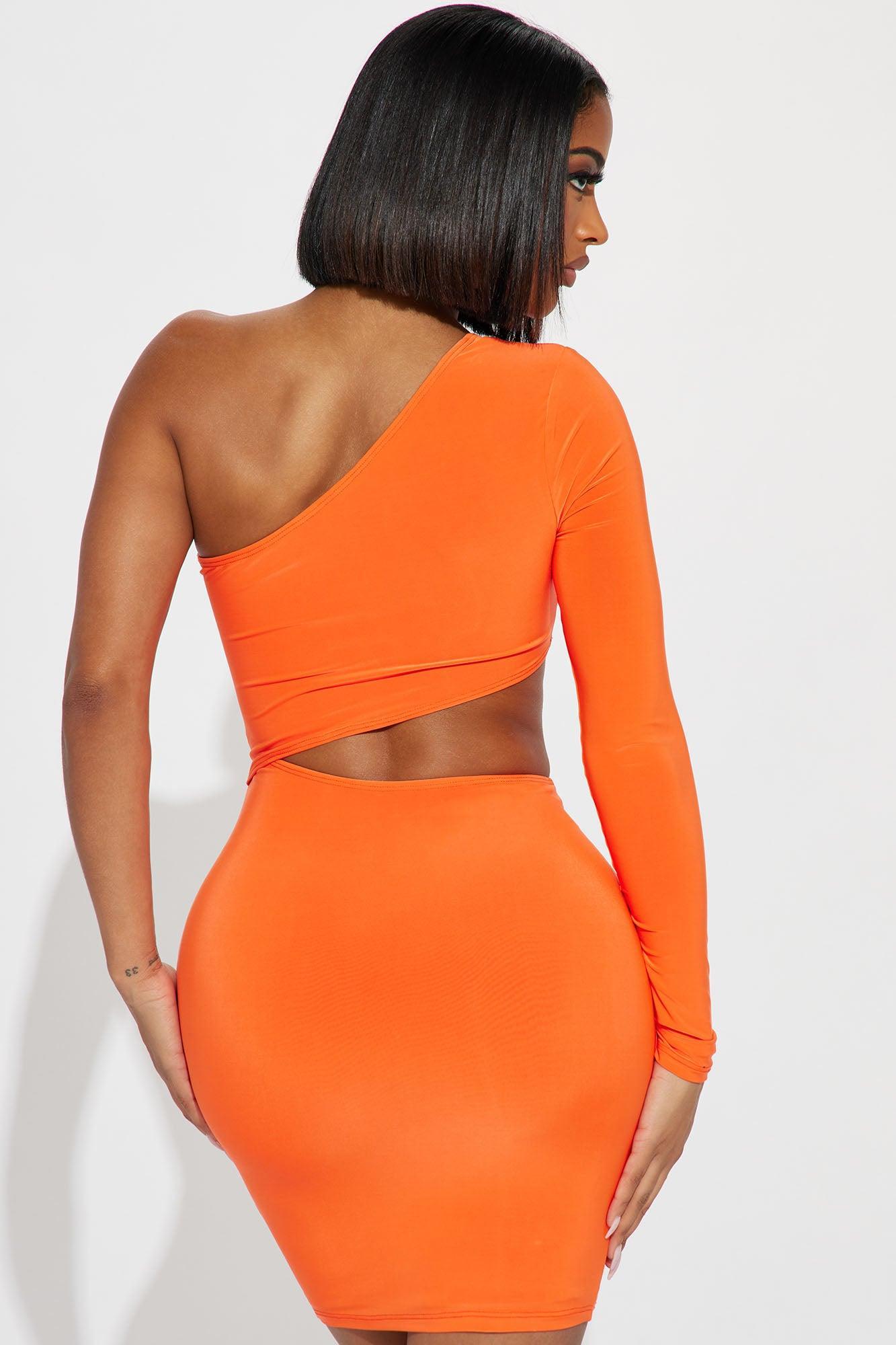 Cari Doubled Cut Out Mini Dress - Orange Product Image