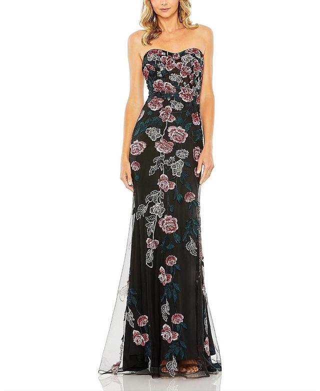 Mac Duggal Strapless Floral Embroidered Gown Product Image