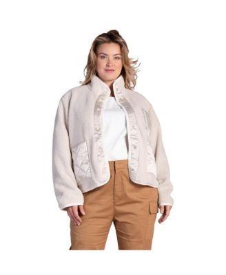 Women's Plus Size Embroidered Dog Patch Pocket Sherpa Jacket Product Image