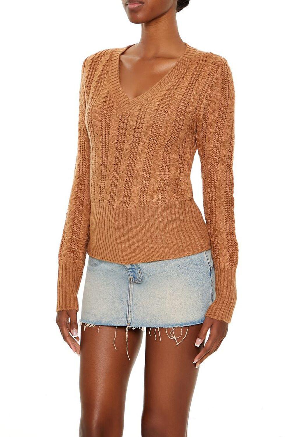 Cable Knit V-Neck Sweater | Forever 21 Product Image