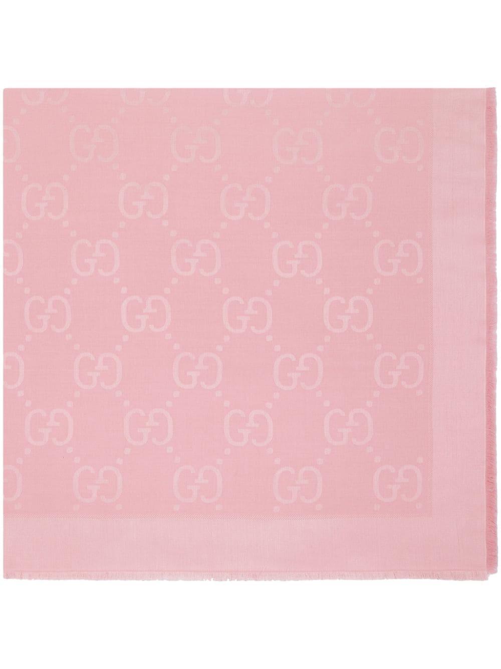 Gg Jacquard Silk & Wool Shawl In Pink Product Image