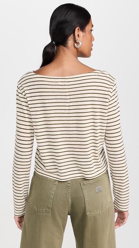 Stateside Linen Cotton Jersey Cropped Boat Neck Tee | Shopbop Product Image