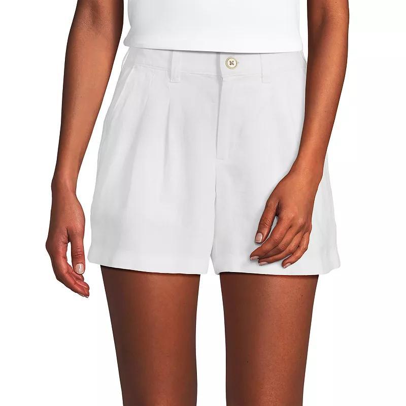 Womens Lands End 5 Linen High Waisted Pleated A-Line Shorts Product Image