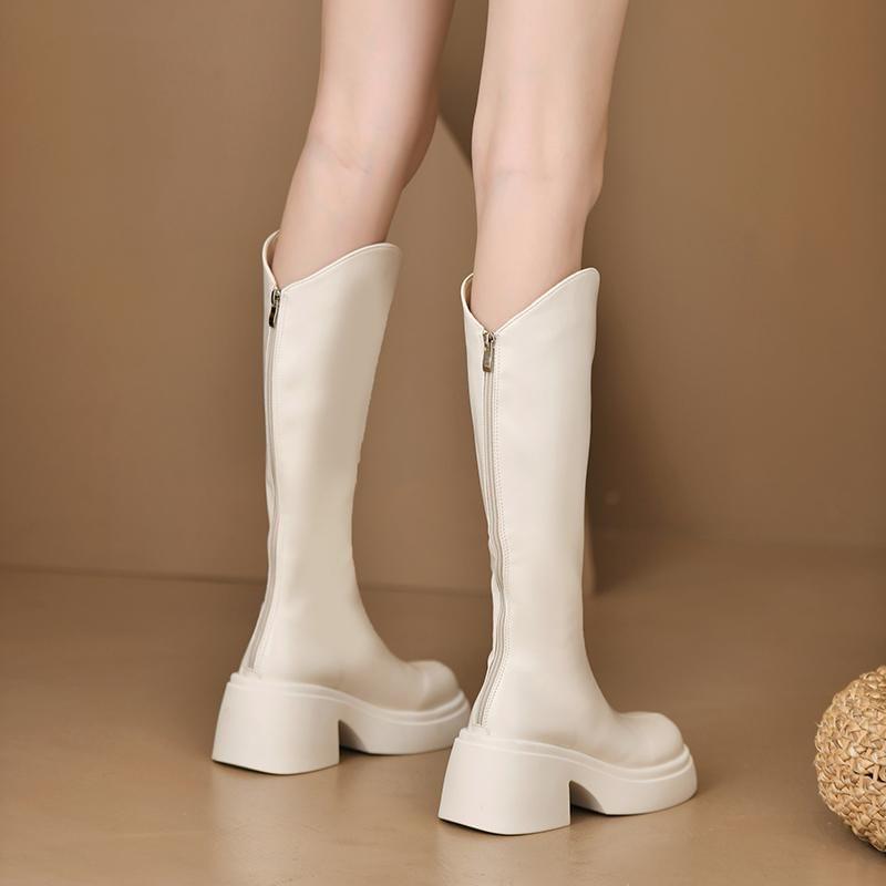 Faux Leather Platform Tall Boots Product Image