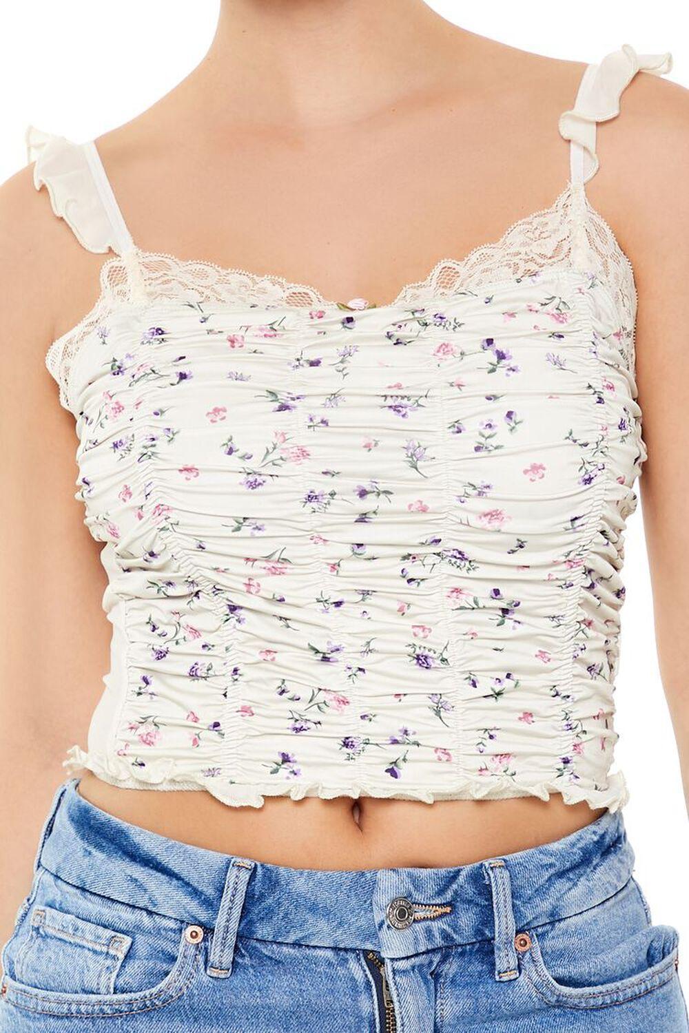 Floral Ruched Cropped Cami | Forever 21 Product Image