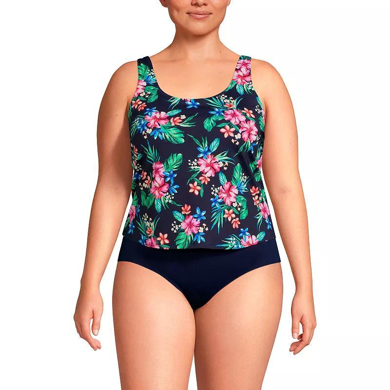 Plus Size Lands End Chlorine Resistant Scoop Neck One Piece Fauxkini Swimsuit, Womens Product Image