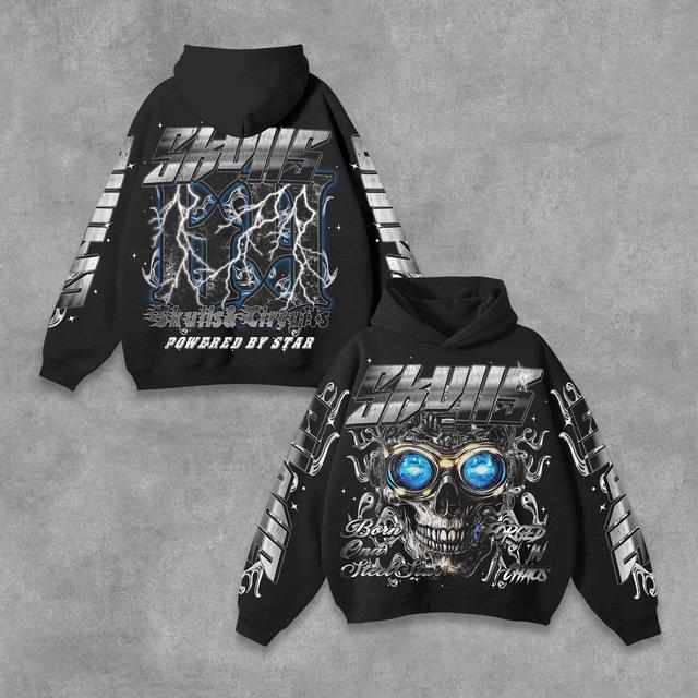 Hellstar Forged In Chaos Skulls & Circuits Pocket Hoodie Product Image