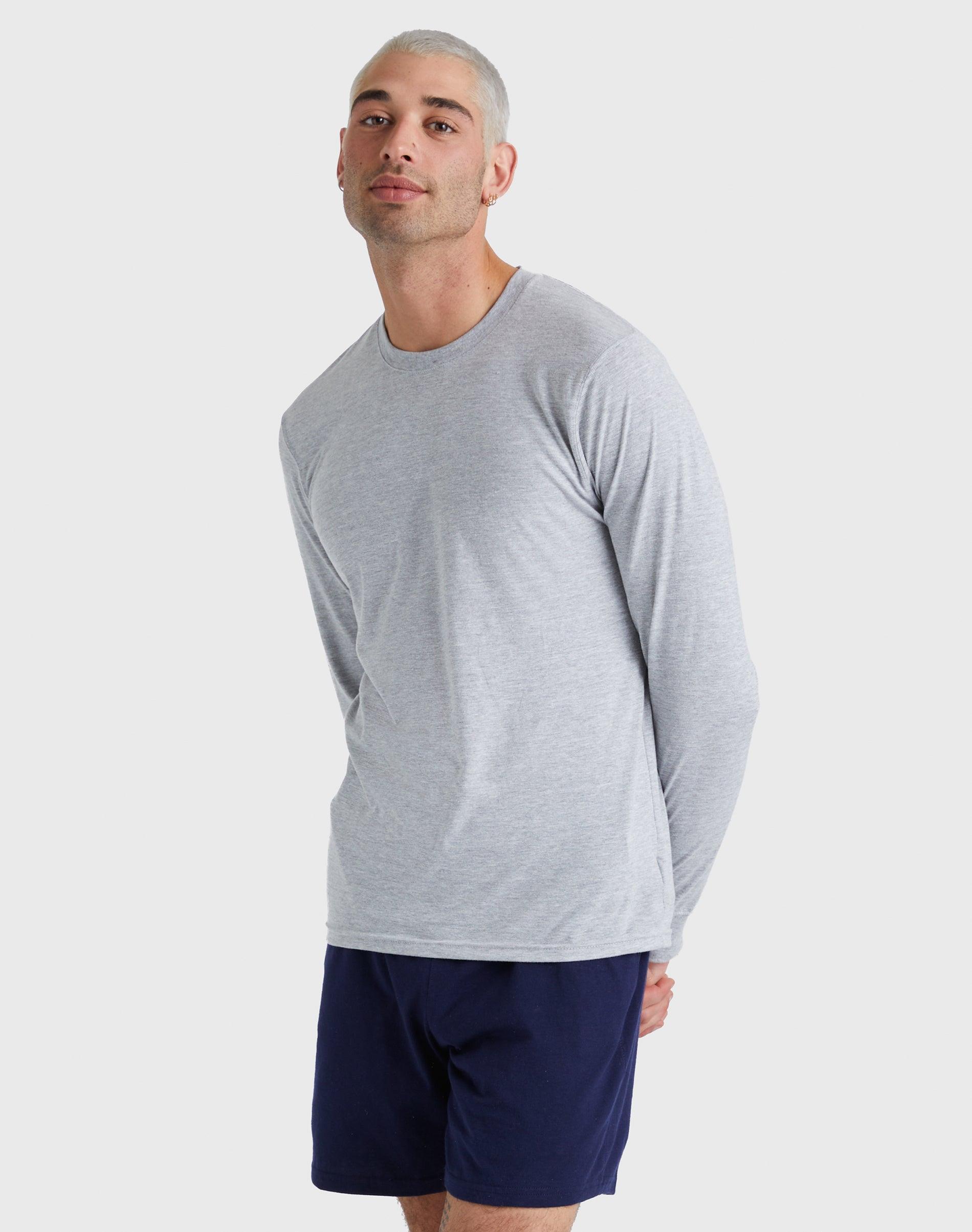 Mens Hanes Originals Cotton Long Sleeve Tee Blue Product Image