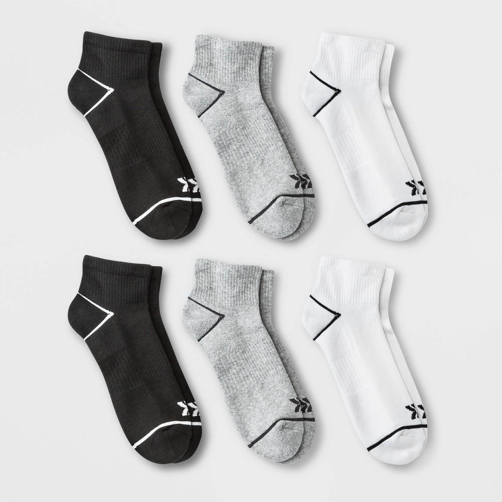 Mens Assorted New Ankle Athletic Socks 6pk - All in Motion 6-12, Black/Gray/White Product Image