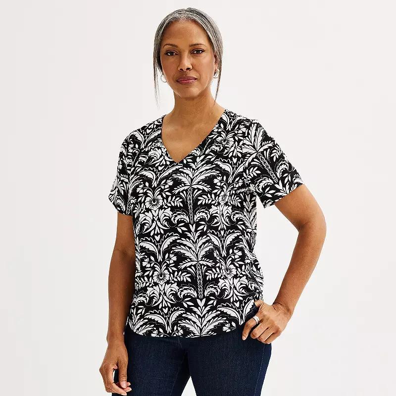 Womens Croft & Barrow Short Sleeve V-Neck Popover T-Shirt Product Image