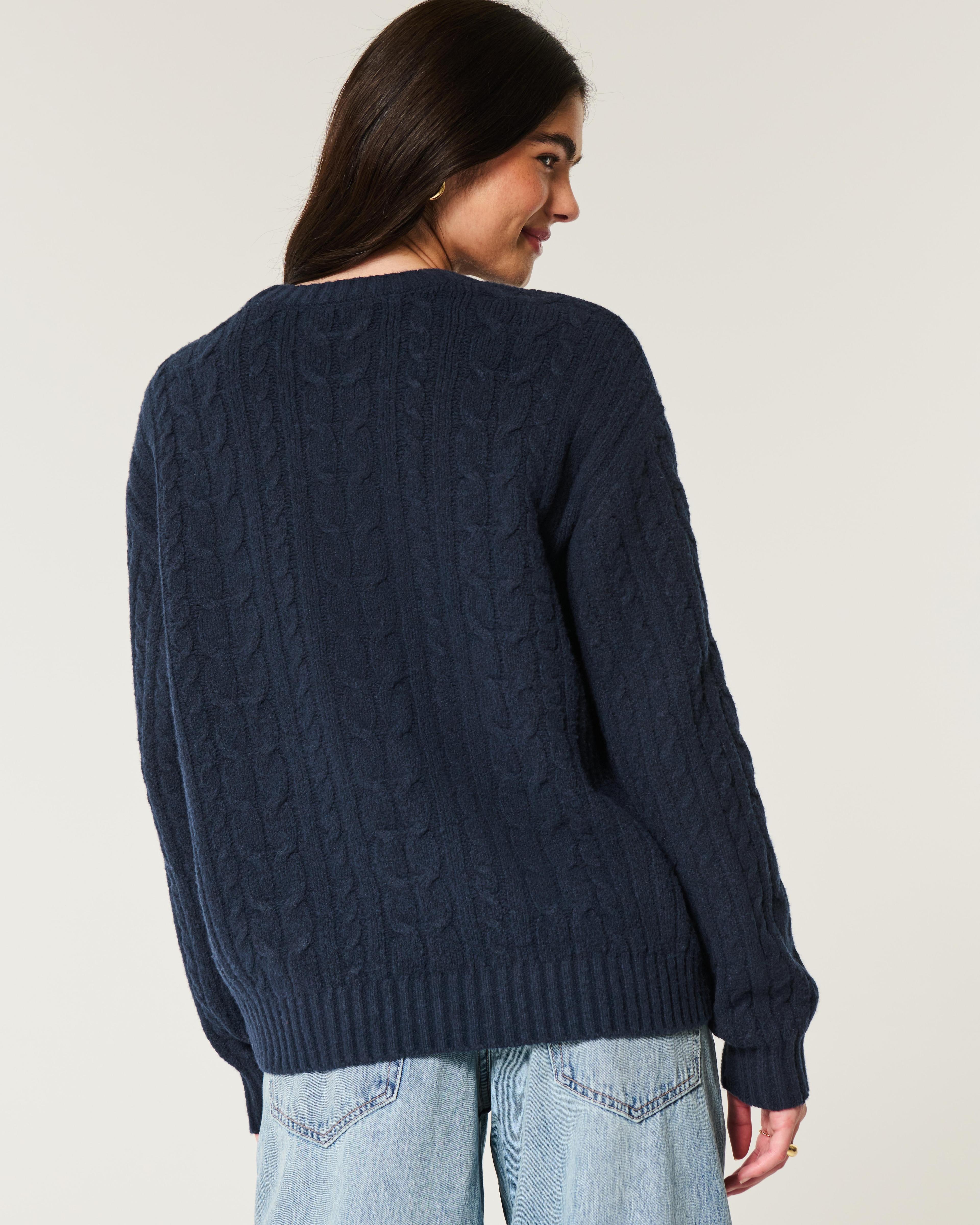 Hollister Comfy Cloud Cable-Knit Crew Sweater Product Image