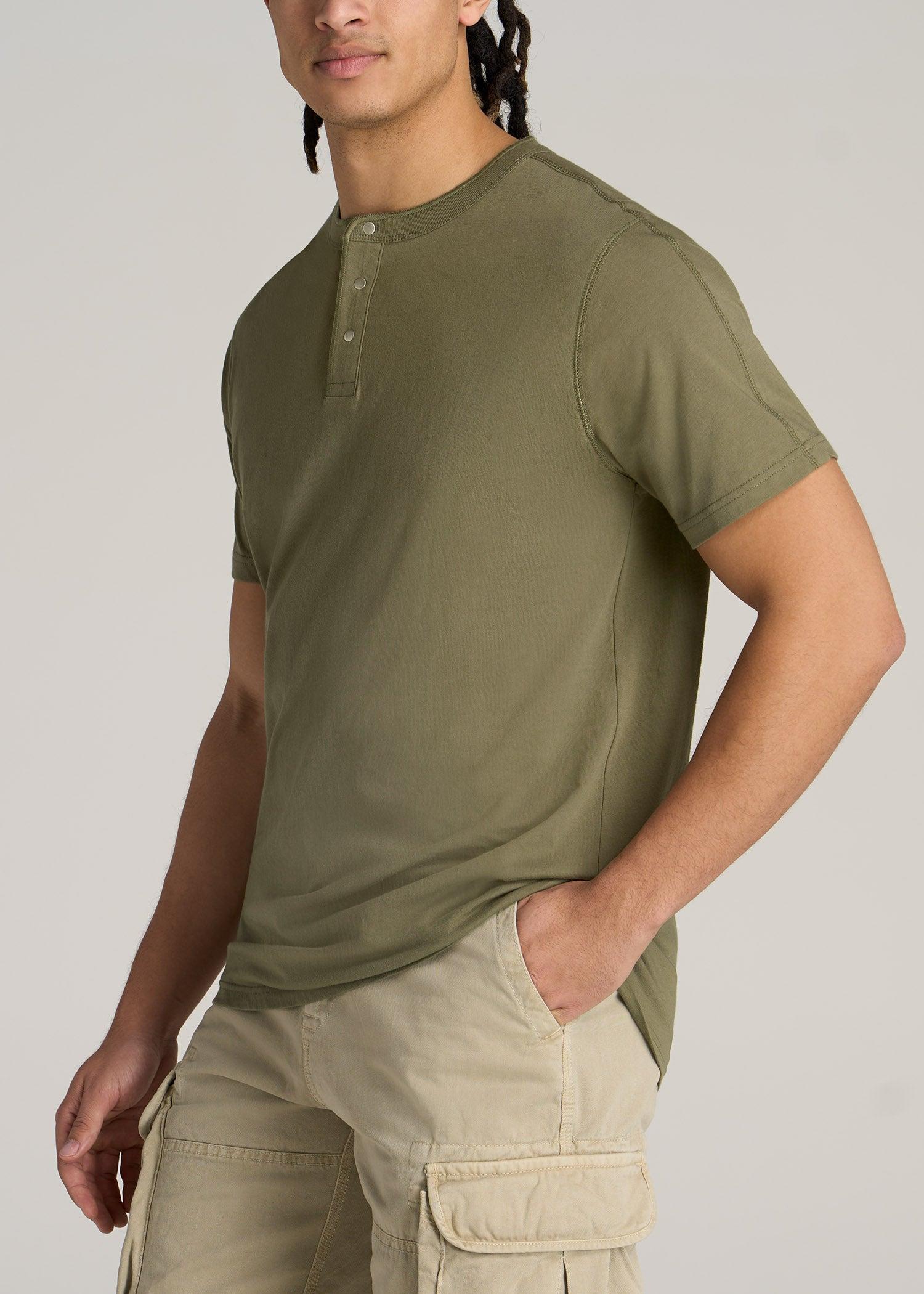 LJ&S REGULAR-FIT Jersey Henley Tee for Tall Men in Vintage Black Male Product Image