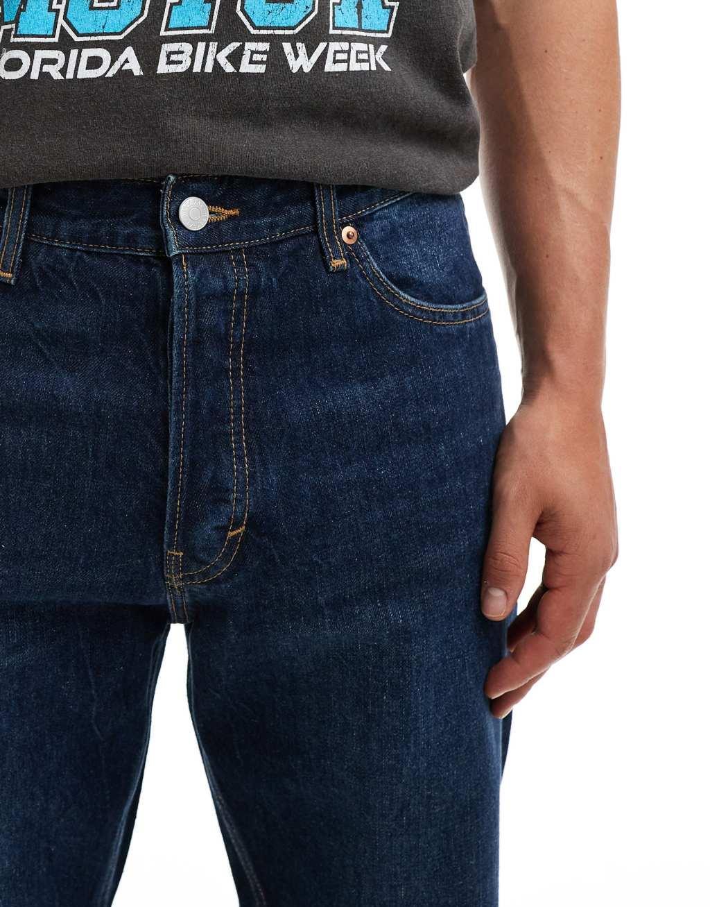 Weekday Barrel relaxed fit tapered jeans in compact blue wash Product Image