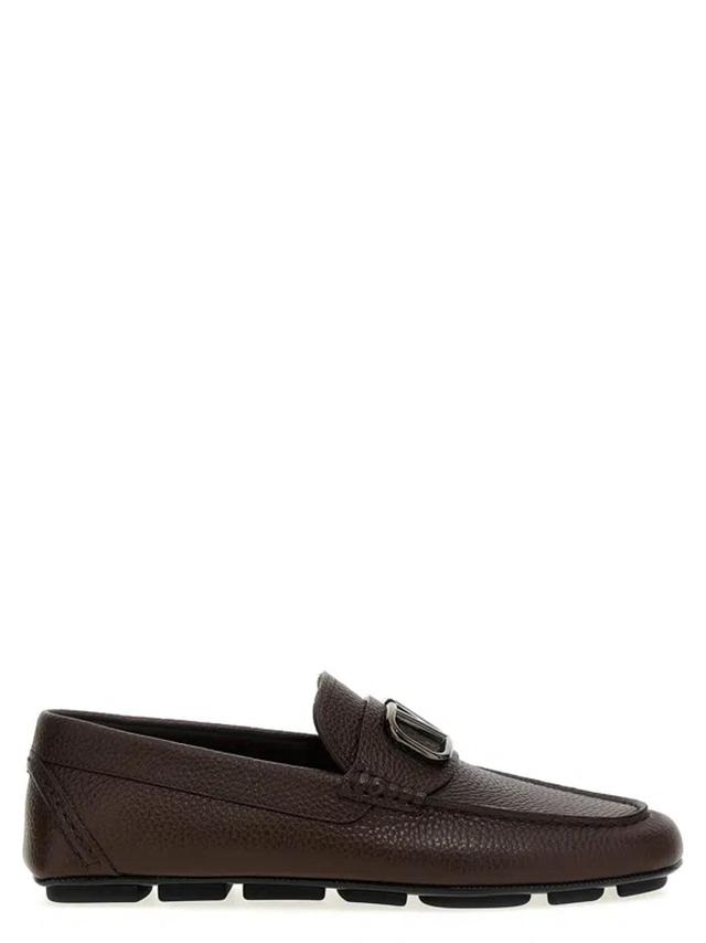 'v Logo Signature' Loafers In Brown Product Image