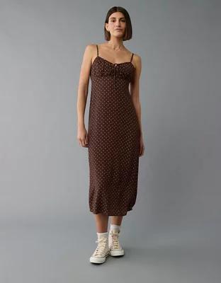 AE Ruched Slip Midi Dress Product Image