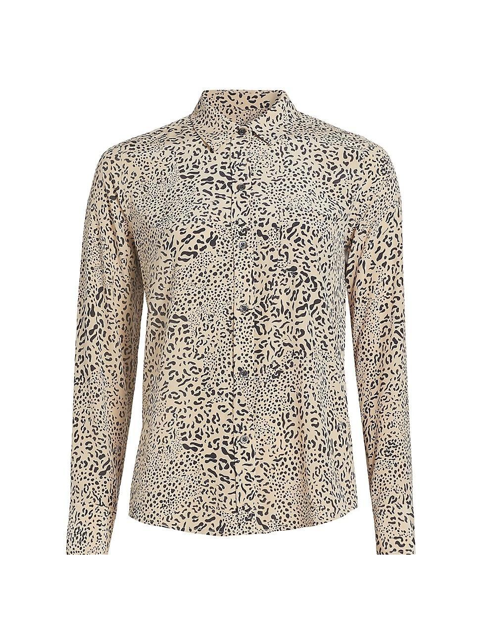 Womens Kate Mixed Leopard Silk Shirt Product Image