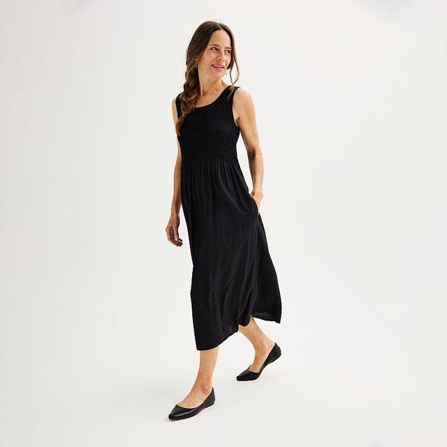 Womens Croft & Barrow Smocked Swing Midi Dress Product Image