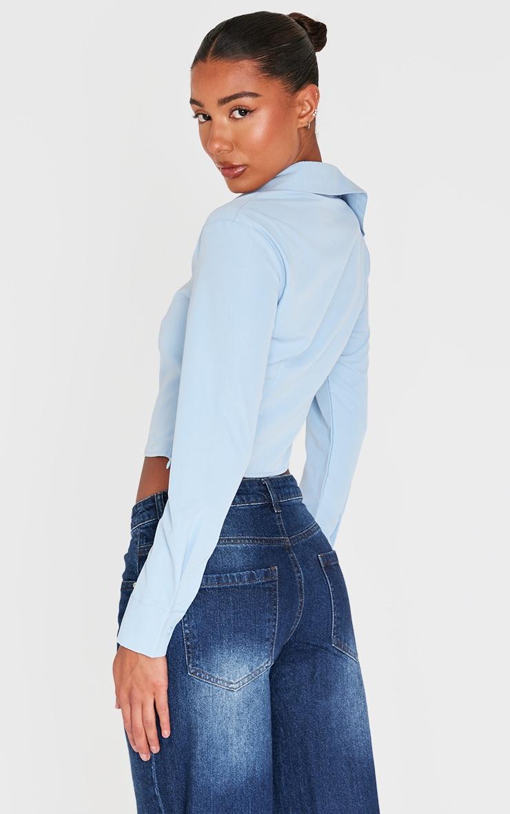 Blue Ruched Buckle Asymmetric Shirt Product Image