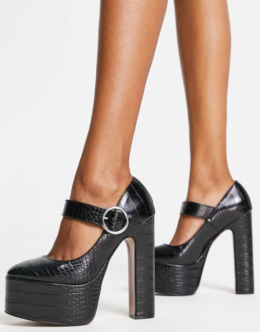 ASOS DESIGN Preppy mary jane platform block heel shoes product image