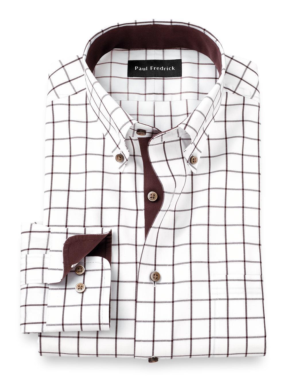 Comfort Stretch Non-iron Check Dress Shirt With Contrast Trim Product Image