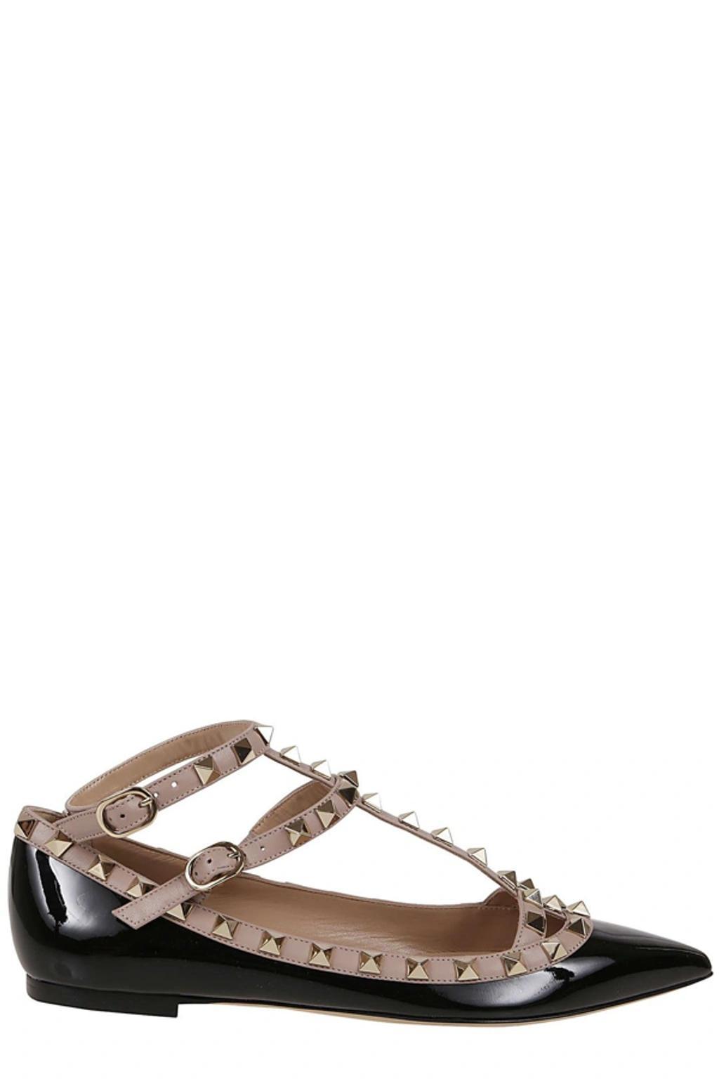 VALENTINO GARAVANI Rockstud Strapped Ballerina Flats In Multicolor Product Image