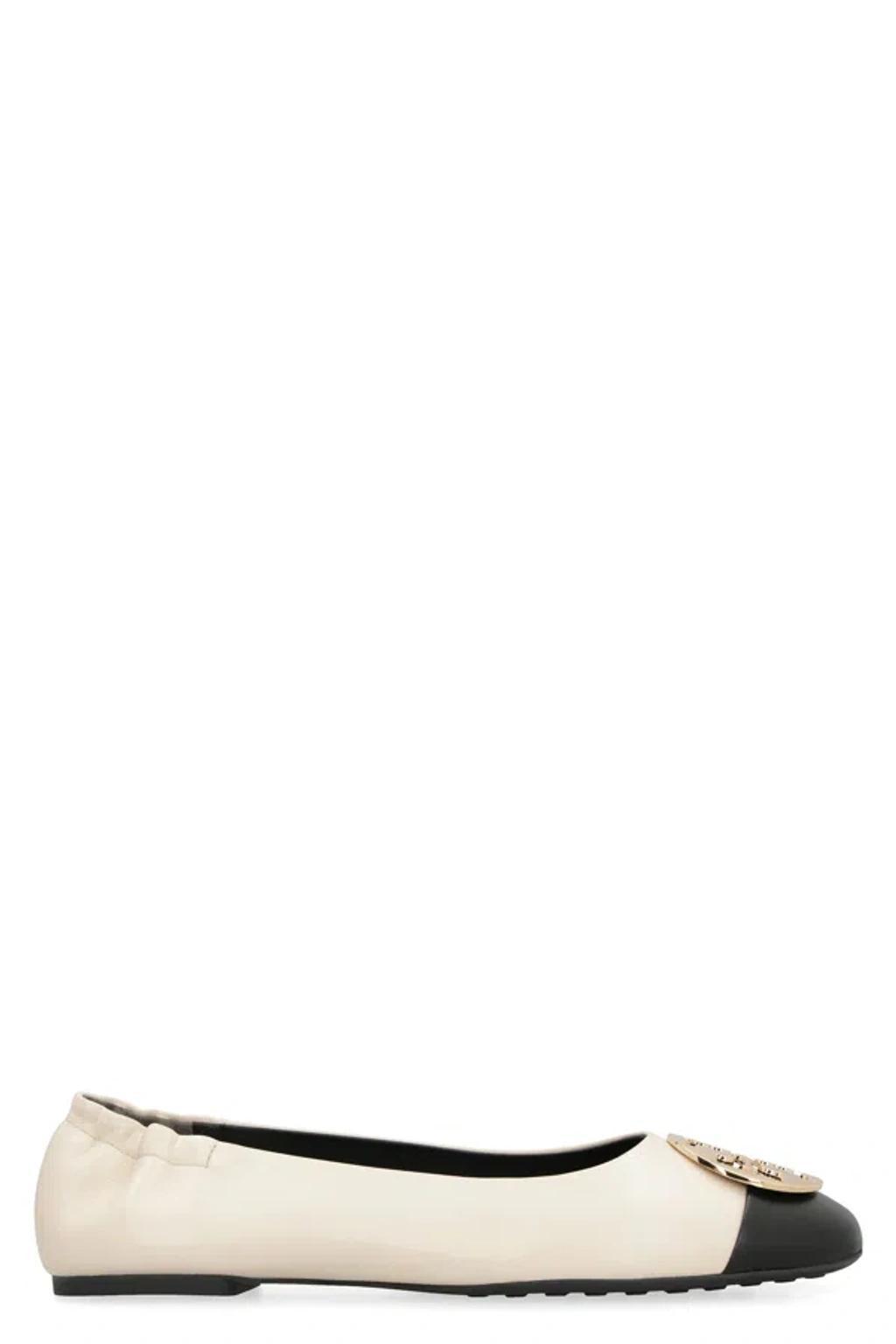 TORY BURCH Claire Leather Ballet Flats In White Product Image