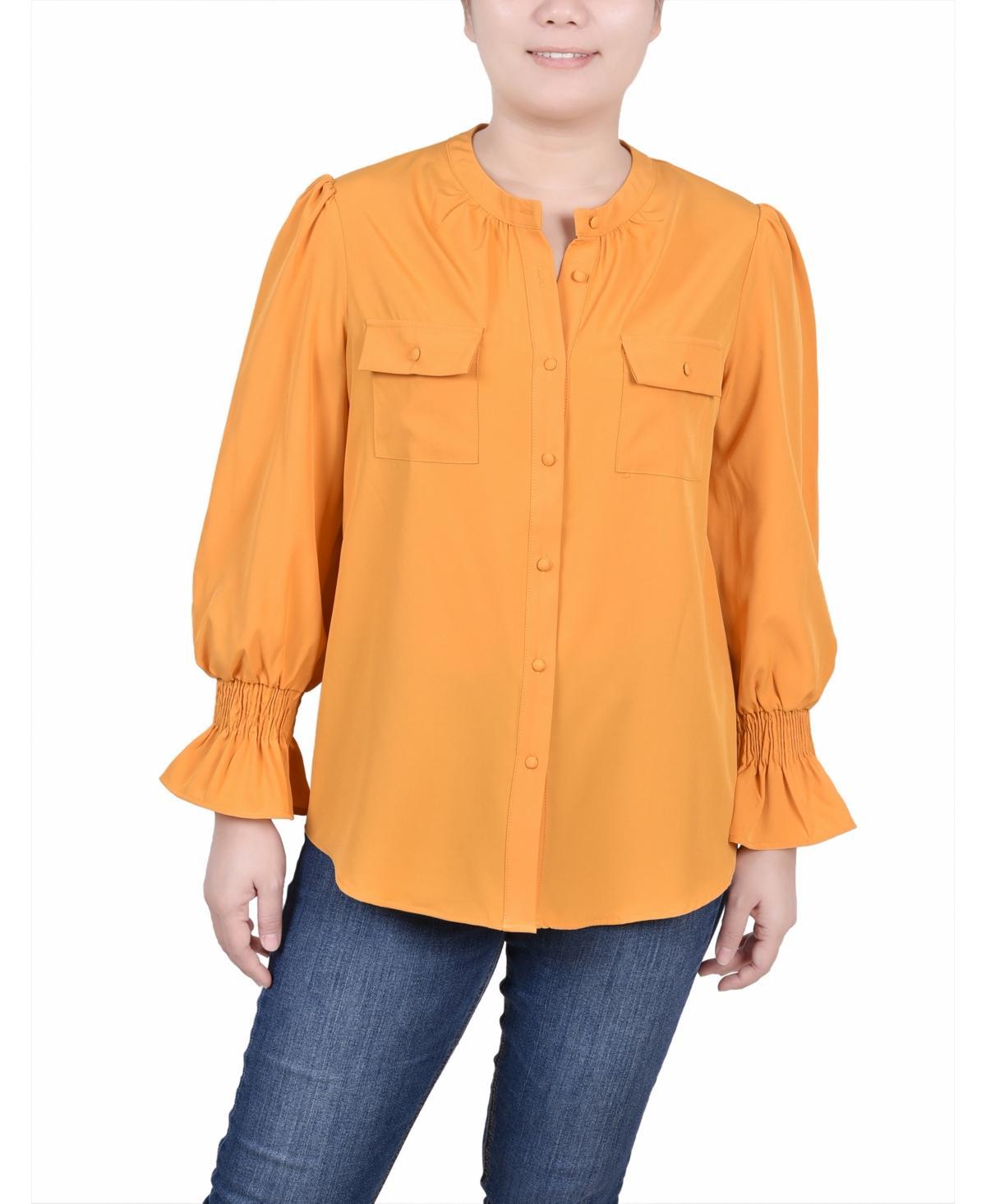 Ny Collection Womens Long Sleeve Y-neck Blouse Product Image