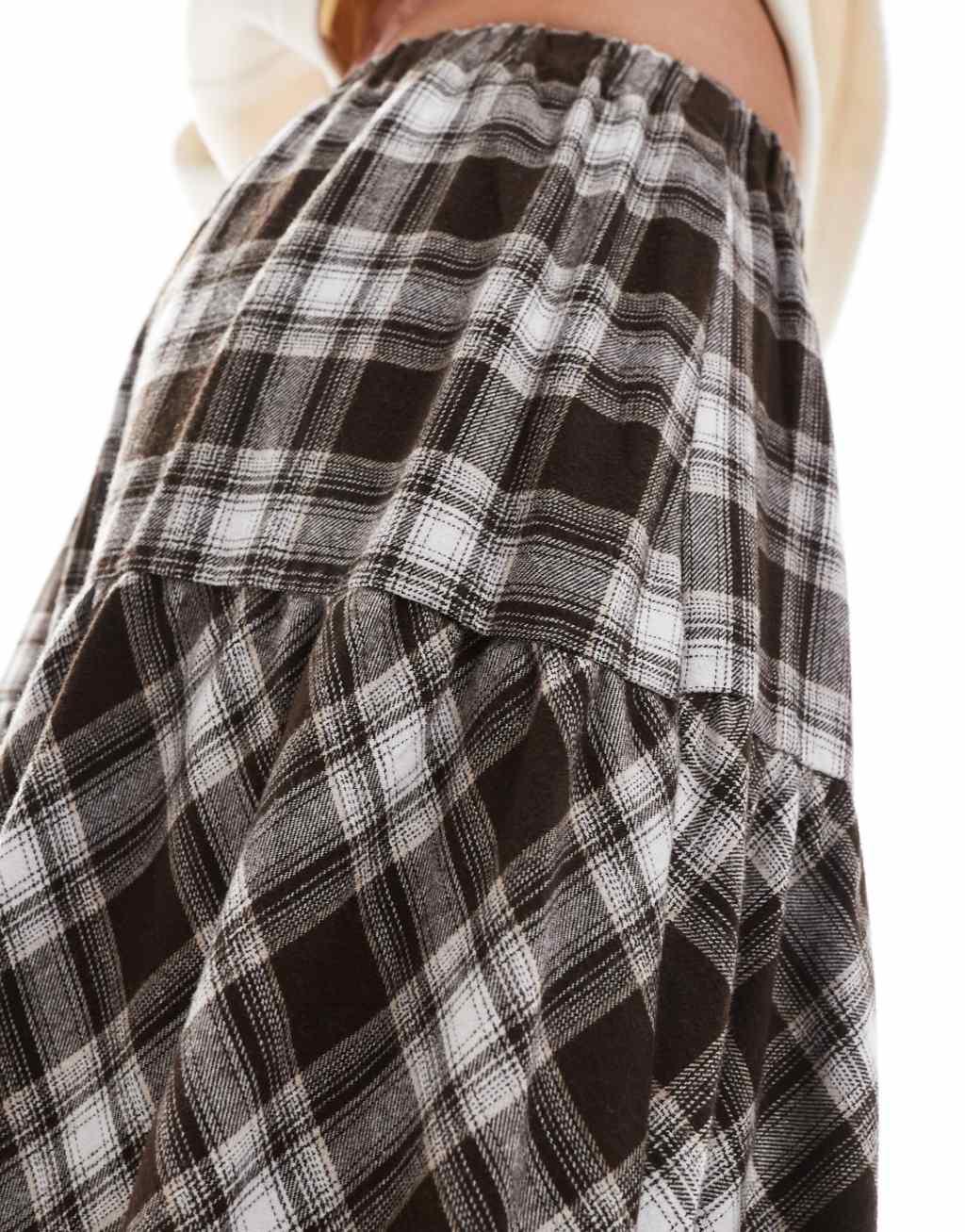 Stradivarius STR boho midi skirt in plaid print Product Image