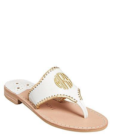 Jack Rogers Embroidered Mrs Leather Thong Sandals Product Image