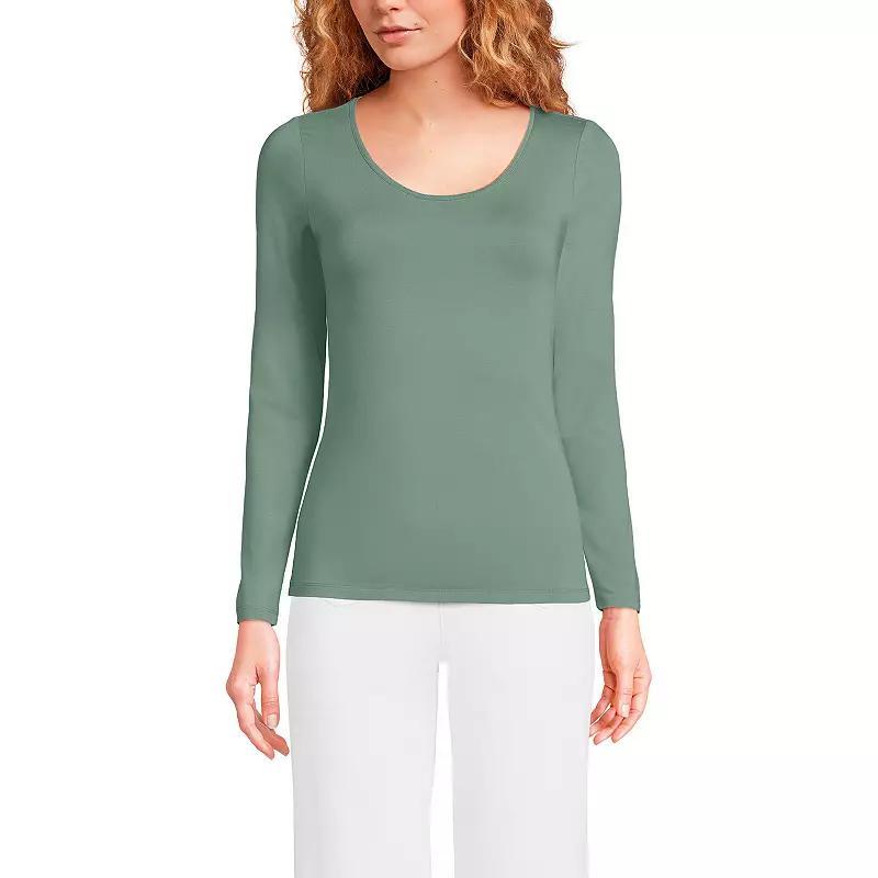 Womens Lands End Lightweight Scoopneck Long-Sleeve Tee Product Image